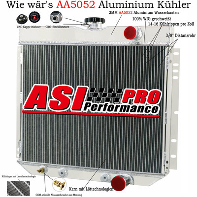 3-Reihe Aluminium Wasserkühler Für Mustang Cougar Falcon 66-70;Fairlane 63-69