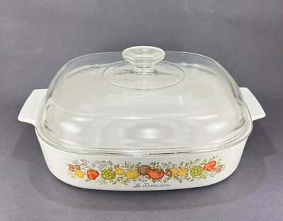 Vtg Corning Ware Casserole Dish Pyrex Lid Le Romarin Spice Of Life