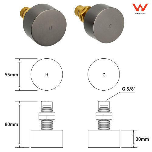 KYLINS Watermark Shower Twin Taps Mixer Tap Brushed Gold/Black/Gun Metal/Nickel - Picture 198 of 216