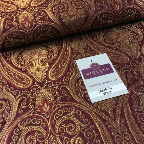 Ornamental paisley gold metallic print Indian banarsi Brocade fabric M246 Mtex - Picture 82 of 130