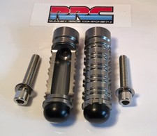 Fixed Motorcycle Footpegs for Rear sets,High Grip,Milled Recess & Nylon Bung,M8