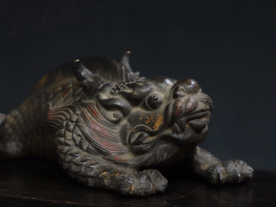 Antigua estatua de pez dragón dorado bronce dinastía qing hecha a mano de China de 10" Foto 2 de 4