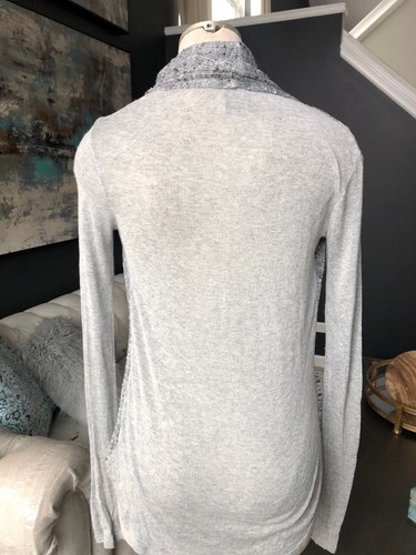 Maglia Ella Moss donna XS grigia collo drappeggiato manica lunga maculato davanti QQ - Foto 7 di 11