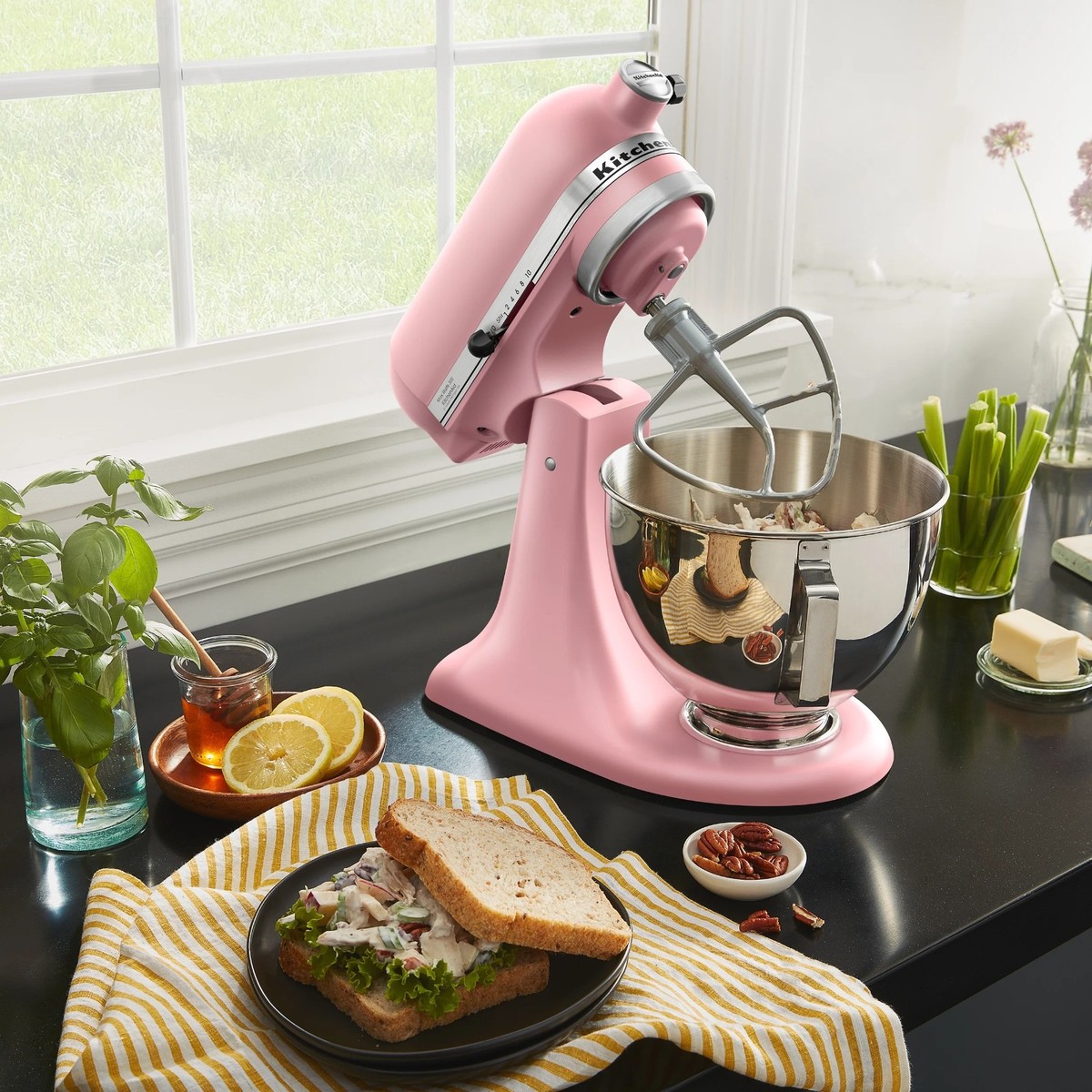 KitchenAid Deluxe 4.5-Qt. Tilt-Head Stand Mixer, Dried Rose