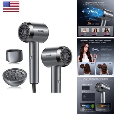 CONFU KF-1800 Diffuser Hair Dryer 1600 Watt Plasma Ionic for Curly Hair