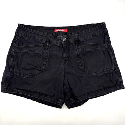 Vintage 00s Y2K Union Bay Black Mid Rise Stretch Denim Shorts Jr 13 34x5''