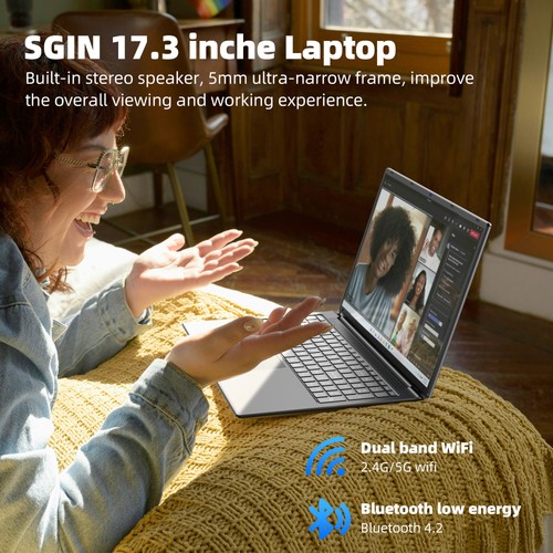Laptop Computer 17.3 Inch Laptop 4GB DDR4 128GB SSD Webcam Up to 2.4GHz 8000 mAh - Picture 5 of 6