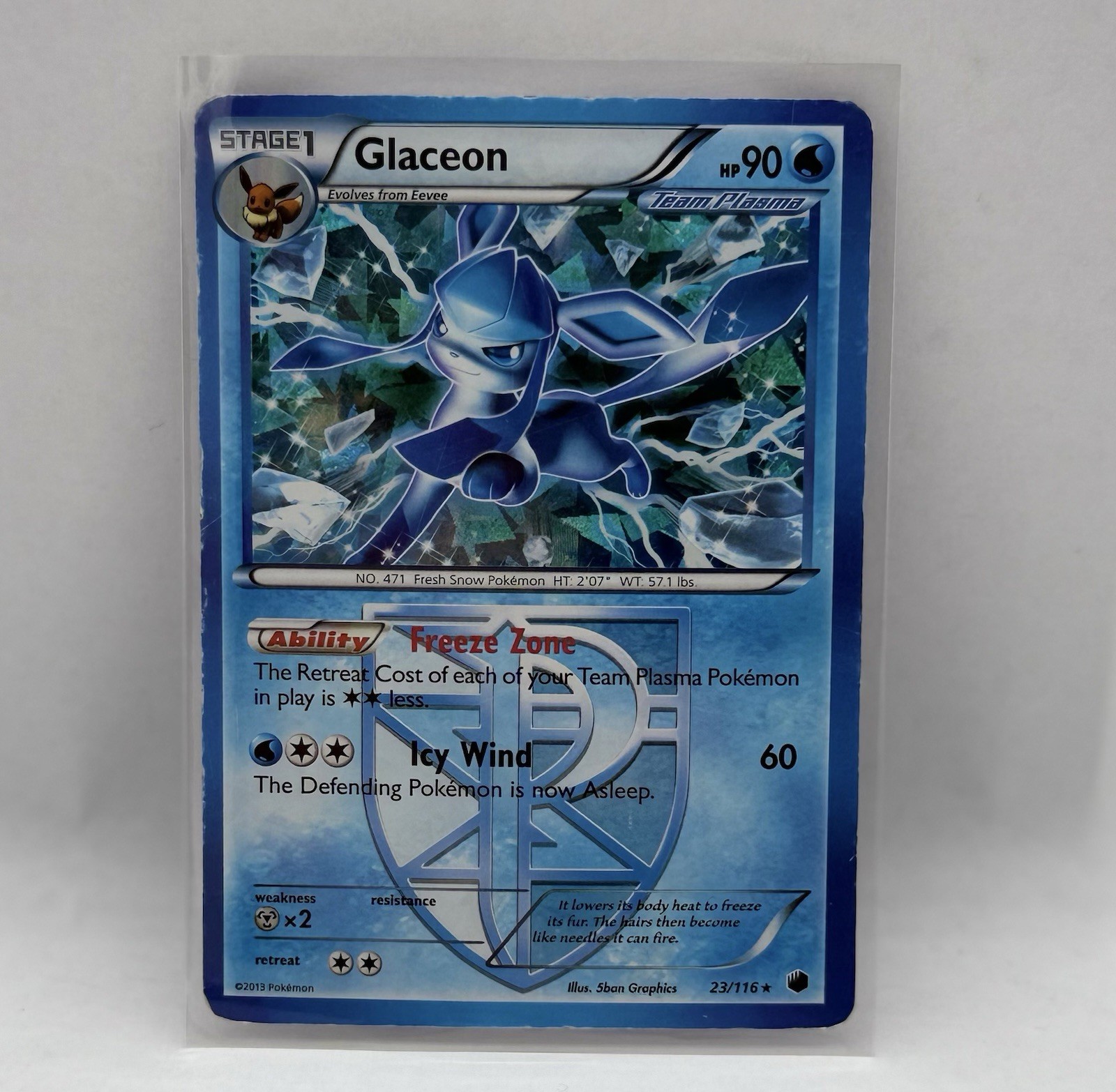 Glaceon Team Plasma - 23/116 - Cracked Ice Holo - Pokemon Plasma Freeze - MP