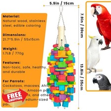 Extra Large Parrot Toys Macaw Cockatoo Chewing Foraging SS Chain