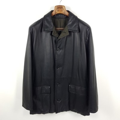 Vintage La Matta Leather Jacket Mens Sz 50 Black Lamb Nappa Leather Reversible