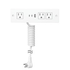 Furniture Drawer Outlet, Recessed Power Strip with 3 PD 20W USB 5 FT, White