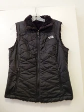 The North Face Womens Puffer Vest Fur Lined Reversible Medium Black