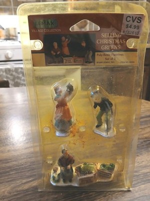 Lemax Village Collection 3 Figurines  1999 Selling Christmas Greens 92293 New