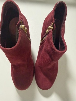 Steve Madden Panelope Women's Wine Suede Leather Zip Ankle 4'' Heel Boots Sz 7 M