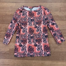 Style & Co. Pink floral flower 3/4 sleeve blouse T-shirt top size small S b71