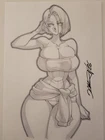 JILL VALENTINE Resident Evil PS1 Cute Girl Original Sketch Pinup - DaiKon Art