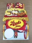 Vtg. 18" Stroh's Beer Cardboard Counter Store Display Sign NOS Strohcase Wagon