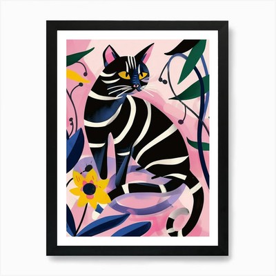 Gestreifte Katze 12 Kunstdruck gerahmt Wandbild Poster Leinwanddruck Bild