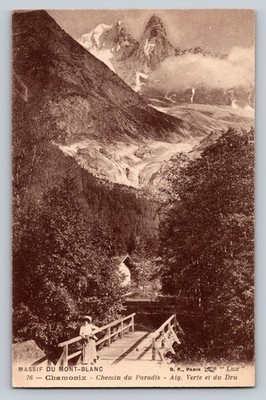 Vintage Massif du Mont-Blanc Chamonix Chemin du Paradis Postcard