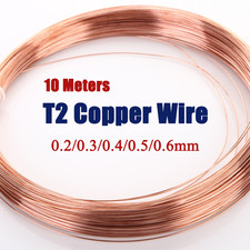 10m Copper Wire Solid Round Coil Pure Copper Cable Bare 0.2/0.3/0.4/0.5/0.6mm
