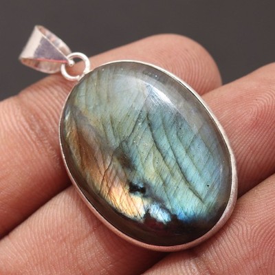 Labradorit Edelstein 925 Sterling Silber Handarbeit Anhänger Schmuck Geschenk für die Liebe