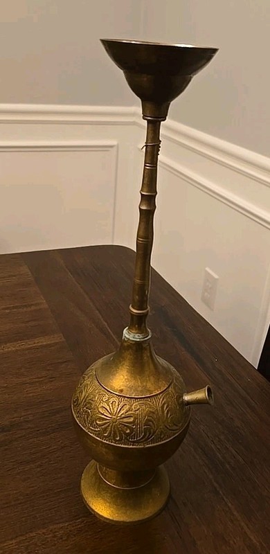 Vintage Mini Brass Decorative Small India Hookah Functional Decorative No Hose 