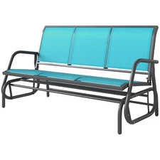 Comfortable 3-Person Patio Glider 660lb Support Blue Breathable Frame