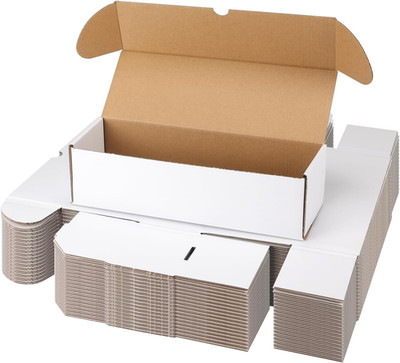 10 Inch Card Storage Boxes 25 Pack, Bulk White Cardboard Box | for 7500 Count
