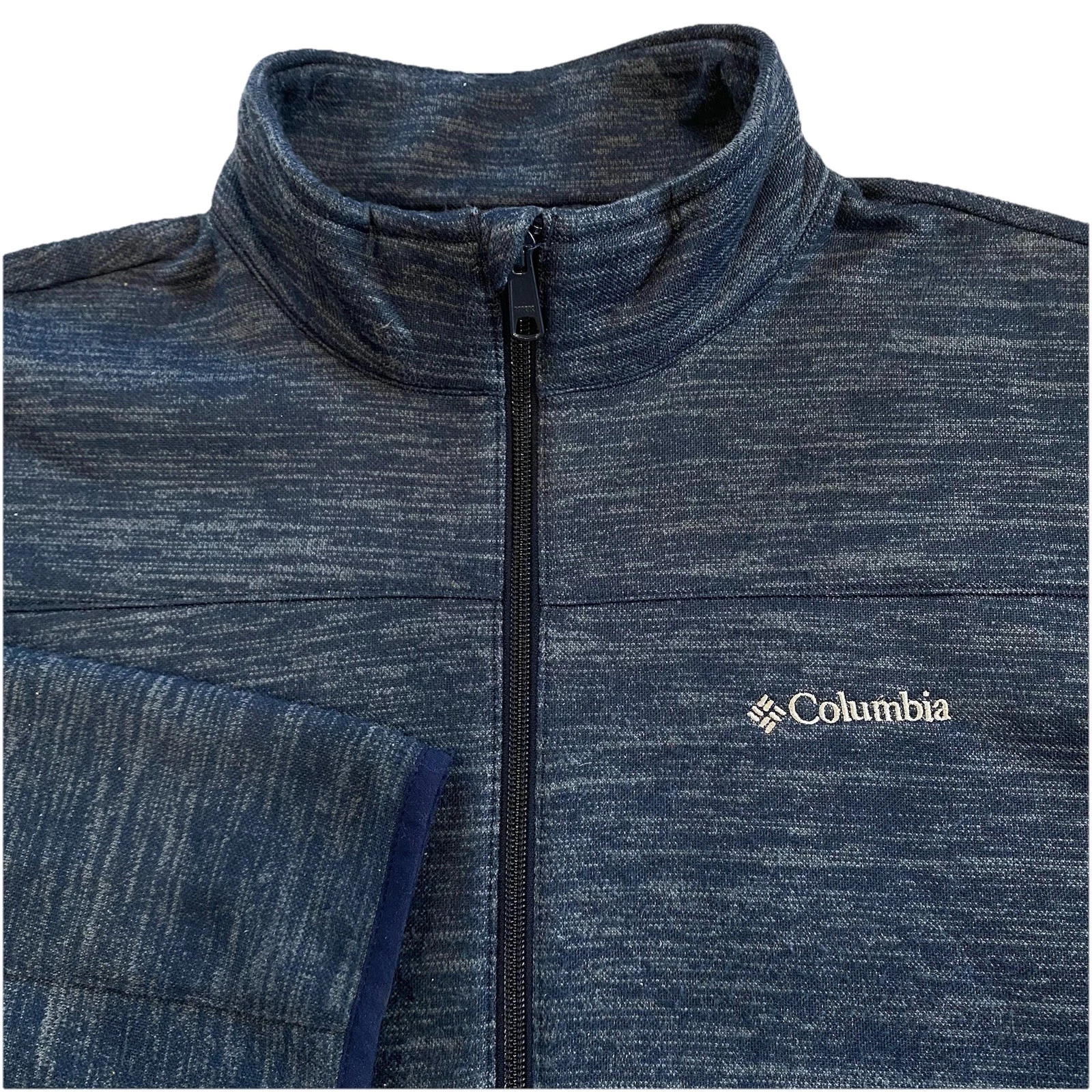 Columbia Mens Heathered Navy Fleece Full Zip Jacket Sz Large