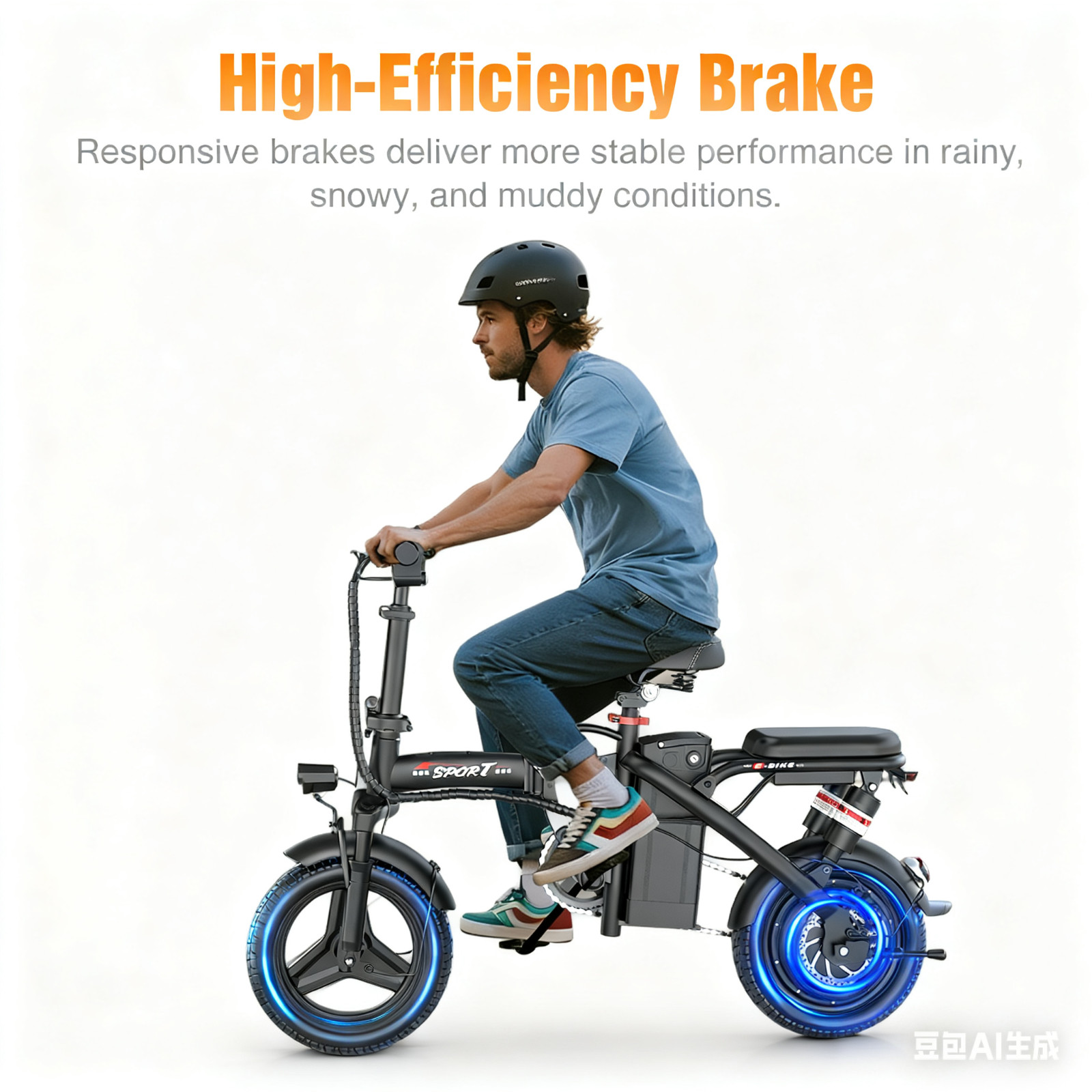 1500W Folding Electric Bike Removable Battery E-Bike 30MPH 45 Miles Range 14"