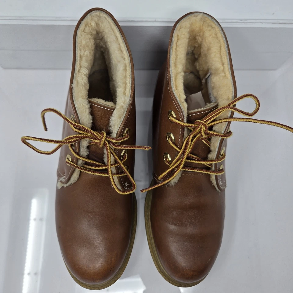 De Colección Timberland Mujer 6.5 EE. UU. Cuero Marrón Botines Sherpa Resistente al Aceite Foto 4 de 4