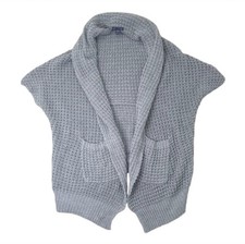 Gap Chunky Knit Open Front Cardigan Gray Cap Sleeve Size Medium