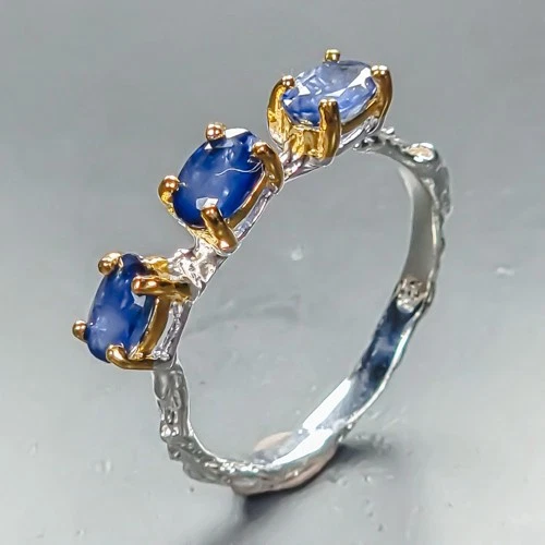 Handmade Blue Sapphire Ring 925 Sterling Silver Size 7.75 /R461639