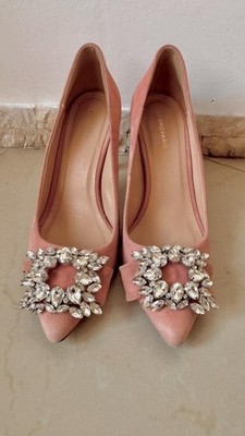 Women Manolo Blahnik Heels Pink Suede 38