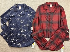 Cat Jack Boys Medium 8 Long Sleeve Button Front Cozy Pajama Set Lot of 2
