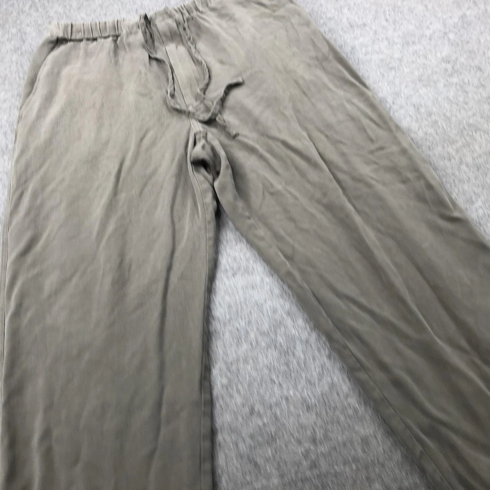 Caribbean Pants Mens 34x30 Olive 100% Silk Drawstring Elastic Waist Lounge Beach - Image 3 of 4
