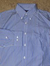 Lauren Ralph Lauren Mens Size Large Button Up Down Blue Striped Work Dress Shirt
