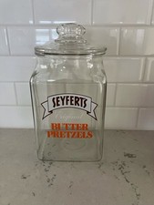 Seyfert’s Original Butter Pretzel Large Glass Advertising Display Jar With Lid