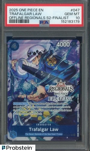 2025 ONE PIECE OFFLINE REGIONALS FINALIST OP07-047 TRAFALGAR LAW PROMO PSA 10