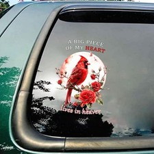 A Big Piece of My Heart Lives in Heaven,ardinals Peace Place Roses Moon Red C