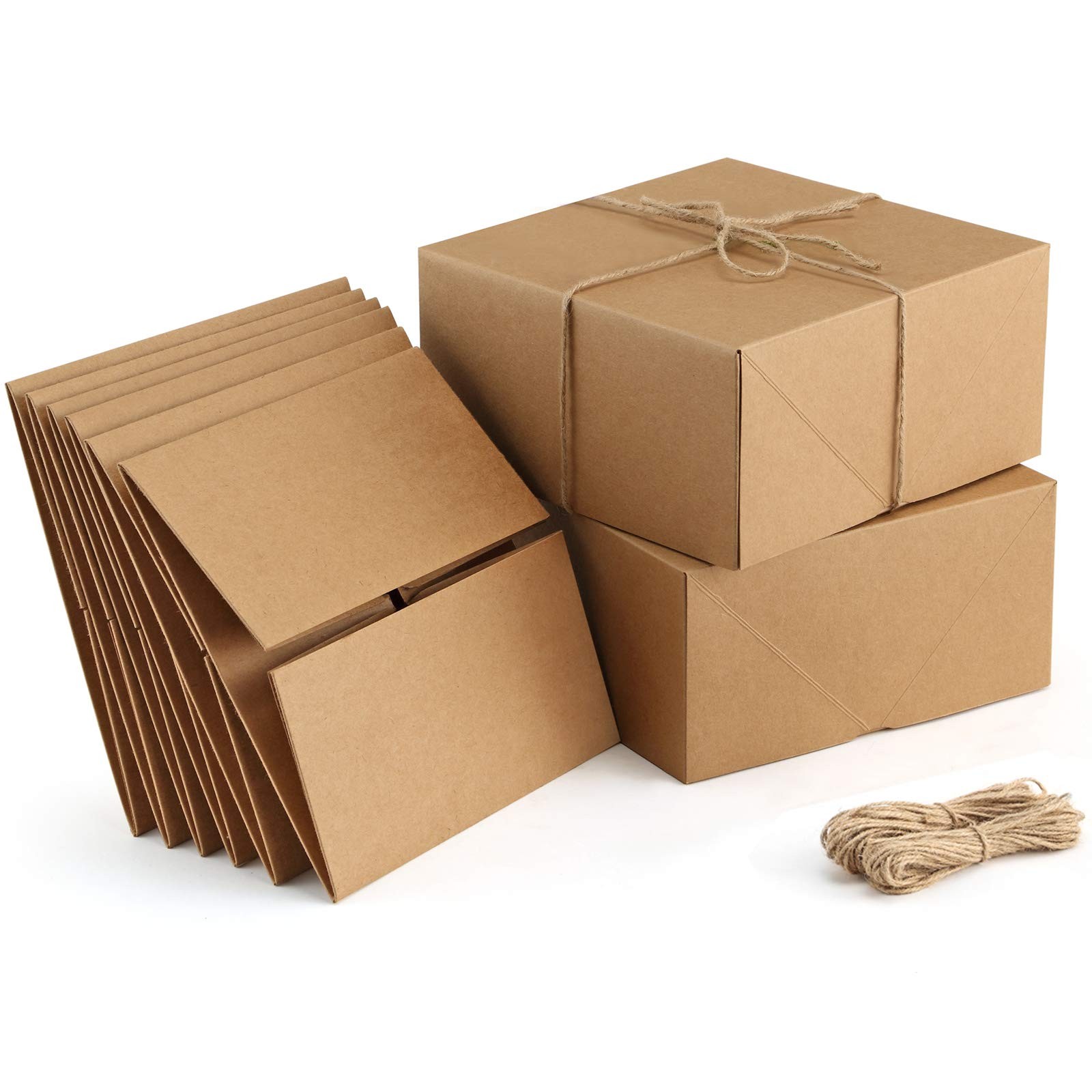 Es 10 Pack 8 X 8 X 4 Brown Paper Gift Boxes With 20 Meters H
