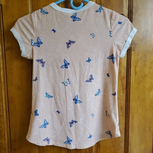Belle Du Jour Girls Pink Short Sleeve Butterflies T Shirt Medium - Picture 4 of 4