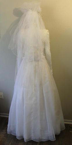 Reduced 70s 80s Jessica McClintock Bridal White Romantic Victorian Wedding Dress - Picture 6 of 11