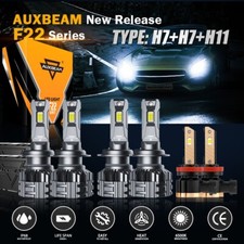 AUXBEAM H7 H7 H11 56000LM LED Headlight High Low Fog Bulbs Bright CANBUS 3Pairs