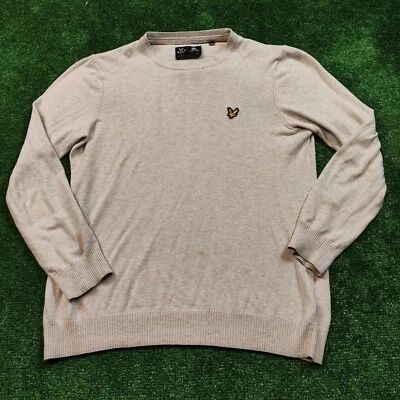 Pull Lyle & Scott adulte petit beige uni décontracté léger pour homme - Photo 1/4