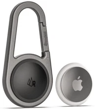 Airtag Holder with Keychain Carabiner - Secure Case for Apple Airtag - Gunmetal