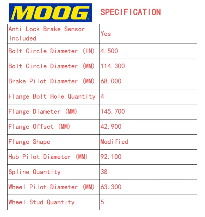Cojinete de cubo de rueda delantera MOOG 513275 para Ford Flex Taurus Lincoln MKS MKT 2010-19 Foto 3 de 4