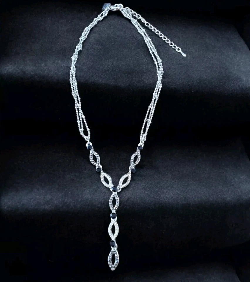 Juego de joyas collar pendientes marcaita negro cristal austríaco Cookie Lee Foto 3 de 4