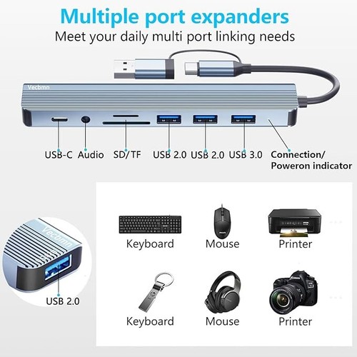 8 in 1 Multiport USB-C Hub Type C To USB 3.0 4K HDMI Adapter For Macbook Pro/Air - Picture 6 of 7