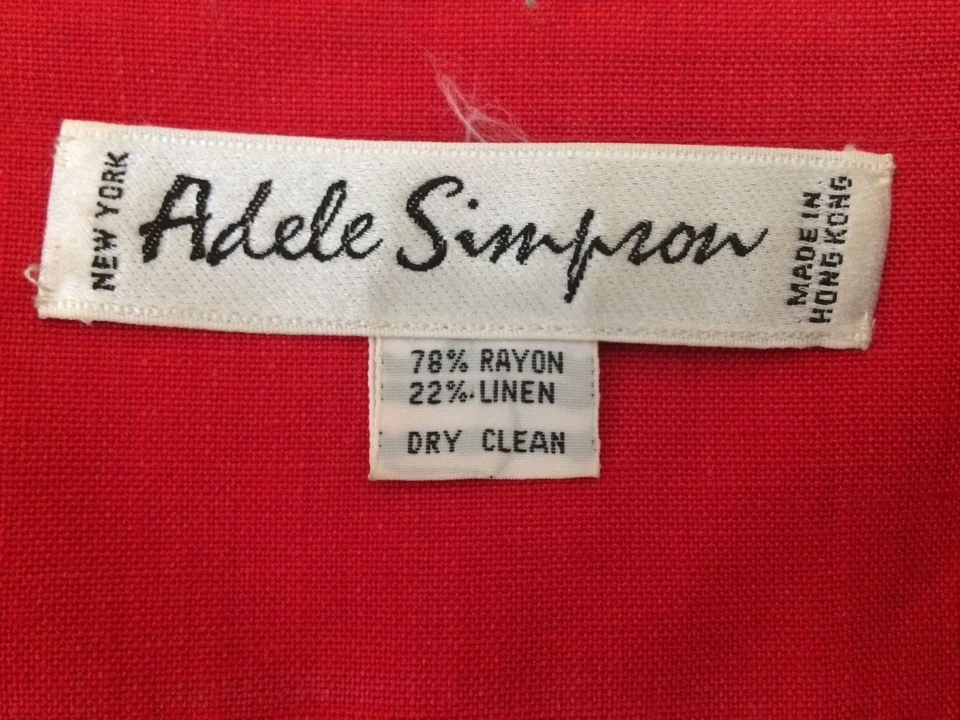 Vestido Vintage TALLA PEQUEÑA Conjunto Top Falda ADELE SIMPSON AÑOS 80 90S Azul Marino Rojo Lino Foto 2 de 4